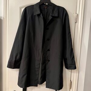 Tesori Black Trench Coat | Size Medium | Classic Belted Style